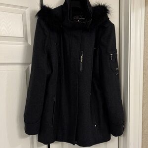ZeroXposur Black Fur-Trimmed Pea Coat
